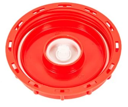 6 Inch Red HDPE Fill Port Lid, 2 Inch NPT Vented Bung, TPE Gasket