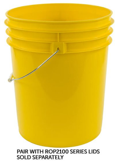 RIGHTPAIL 5 GALLON PLASTIC PAIL, OPEN HEAD, METAL HANDLE – YELLOW