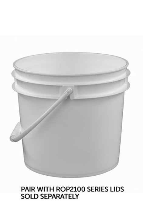 RIGHTPAIL 3.5 GALLON OPEN HEAD PLASTIC PAIL - PLASTIC HANDLE – WHITE