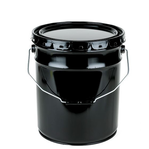 5 GALLON STEEL PAIL, OPEN HEAD, LUG COVER, 28 GAUGE - BLACK