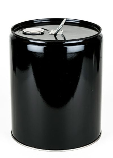 5 GALLON STEEL PAIL, CLOSED HEAD, LINED, FLEXSPOUT OPENING - BLACK