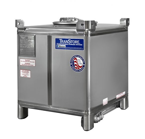 350 GALLON STAINLESS STEEL IBC TANK - TRANSTORE
