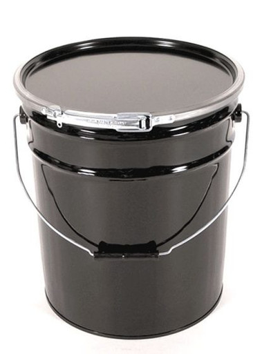 5 GALLON STEEL PAIL, OPEN HEAD, LEVER LOCK COVER - BLACK