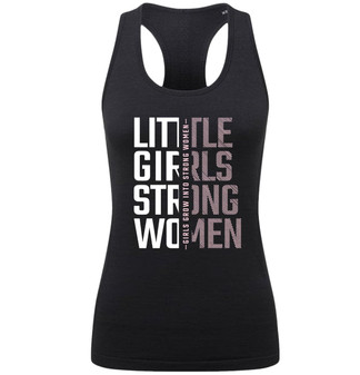 Little Girls Grow Into Strong Women Performance Sports Vest in black