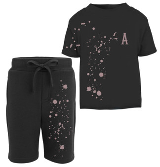 Personalised Established Kids Splatter T-Shirt & Shorts Set in black