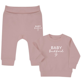 Personalised Baby Script Text Sustainable Sweatshirt & Jogger Set in pink