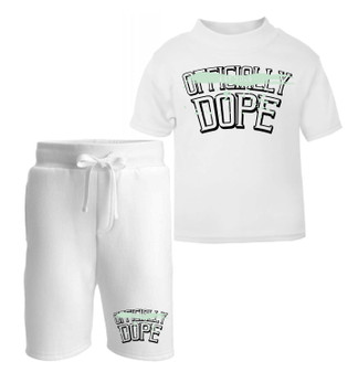 Personalised Officially Dope Kids Unisex T-shirt & Shorts Set white