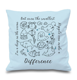 Baby Sea Life 100% Cotton Cushion Cover in blue