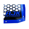 Polaris Xpedition Grill by AJK Offroad Close Up of Logo on Blue Grill