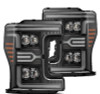 AlphaRex 17-19 Ford F-250/350/450 SD NOVA-Series LED Proj Headlights Bk w/Actv Light SeqSig & SBDRL