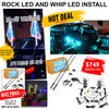 Install UTV 8-Pod Rock Light & 4FT LED Kool Whips