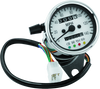Bikers Choice 2.5 Inch Chrome 2:1 Universal Mini Speedo w LED Indicators White Face 140 Mph