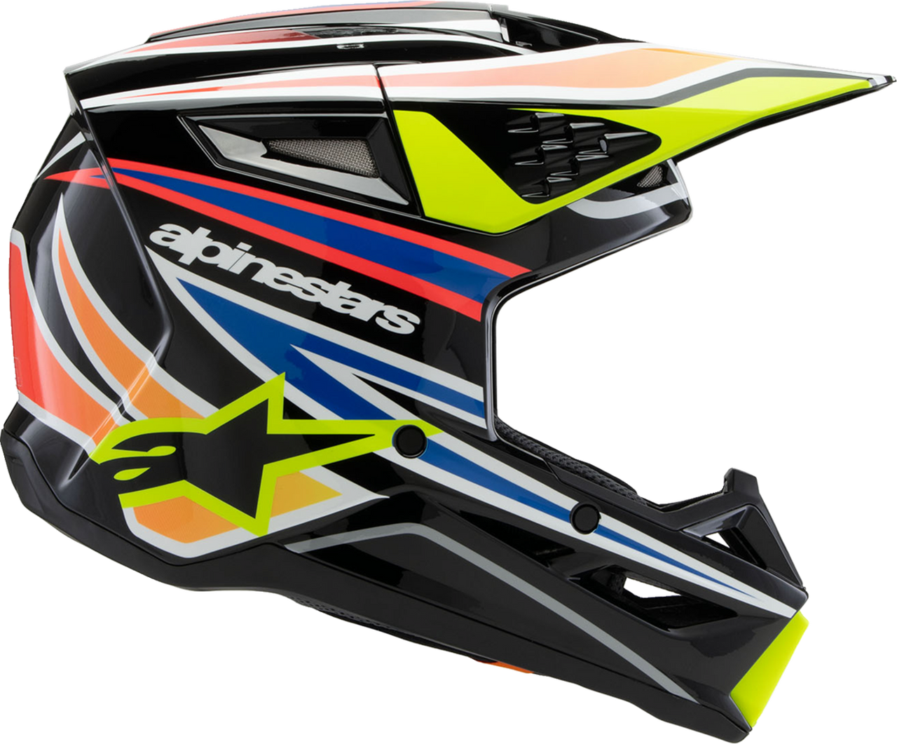 ALPINESTARS Youth SM3 Helmet - Wurx - Gloss Black/Yellow Fluo/Blue/Red Medium 8302025-1574-YM