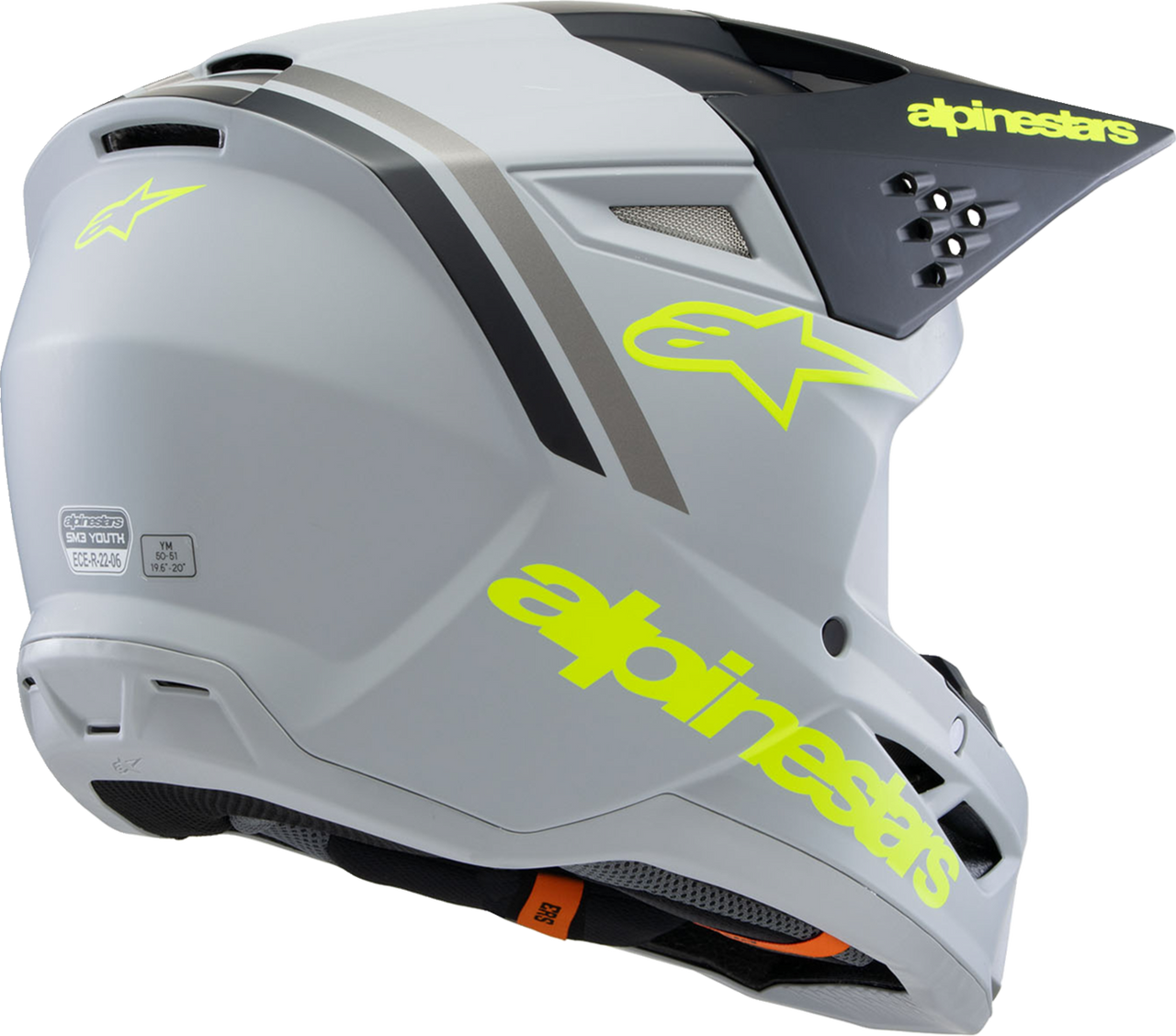 ALPINESTARS Youth SM3 Helmet - Radium - Matte Gray/Black/Yellow Fluo - Medium 8301825-9510-YM