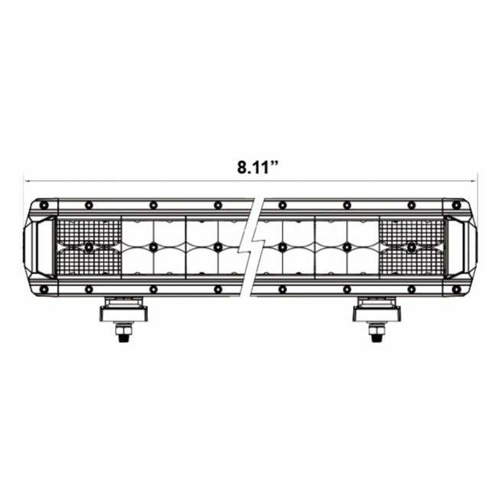 Dual Row High Output 8"Light Bar by AJK Offroad Schematic of Light