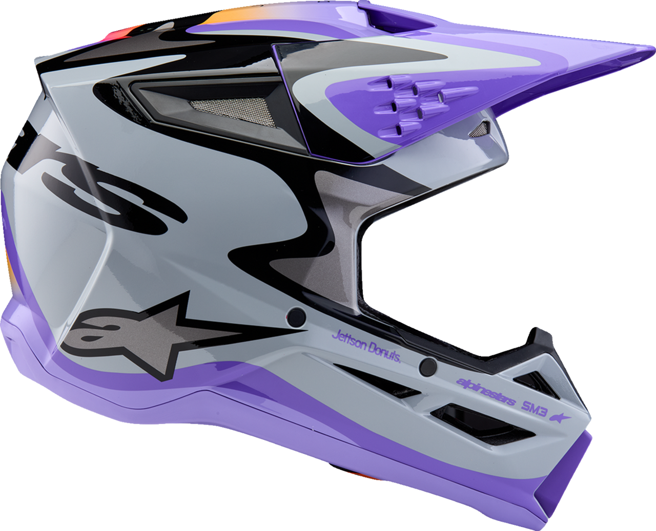 ALPINESTARS Youth SM3 Helmet - Jettson - Glosss Black/Gray/Purple - Medium 8303226-9277-YM
