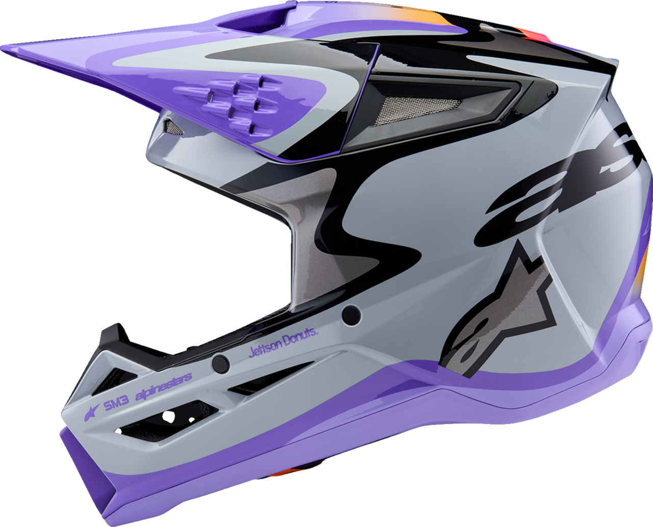 ALPINESTARS Youth SM3 Helmet - Jettson - Glosss Black/Gray/Purple - Small 8303226-9277-YS