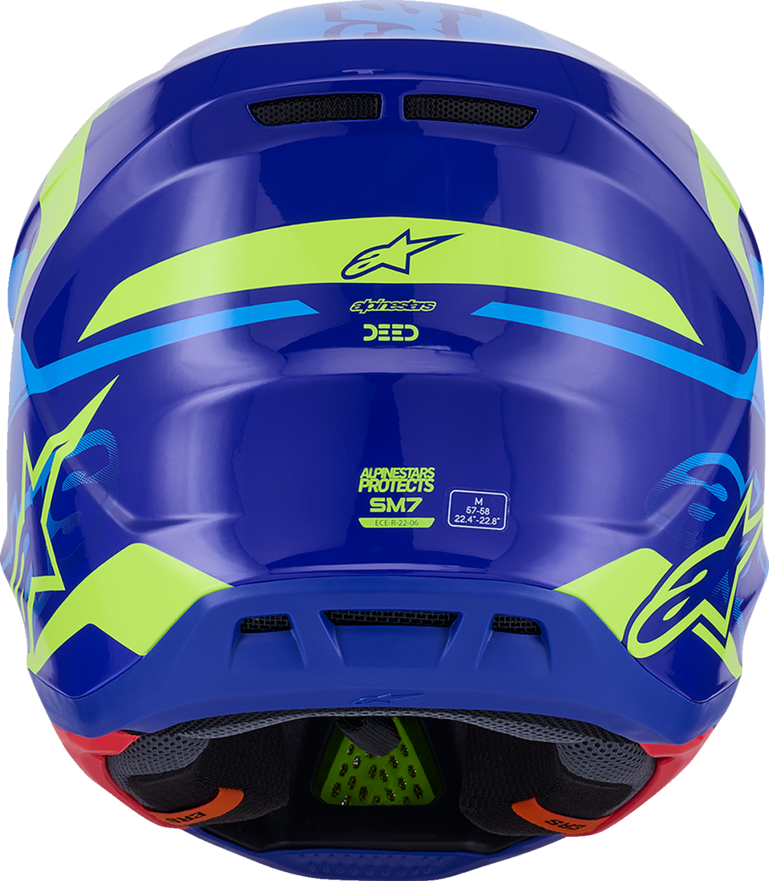 ALPINESTARS SM7 Helmet - Deed - Gloss Blue/Yellow Fluo - XS 8302426-7253-XS