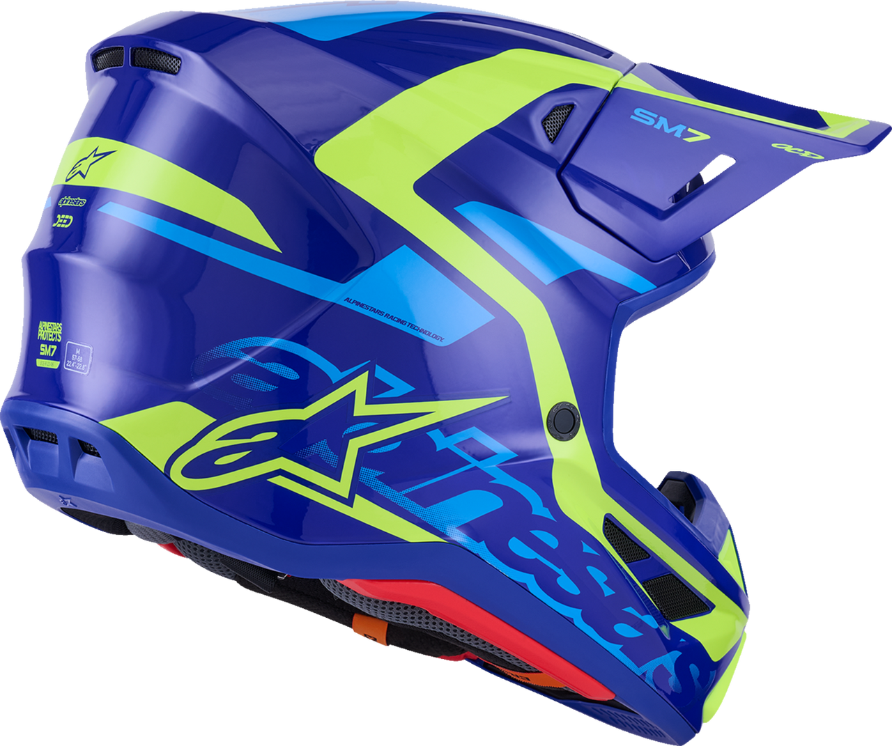 ALPINESTARS SM7 Helmet - Deed - Gloss Blue/Yellow Fluo - Large 8302426-7253-L
