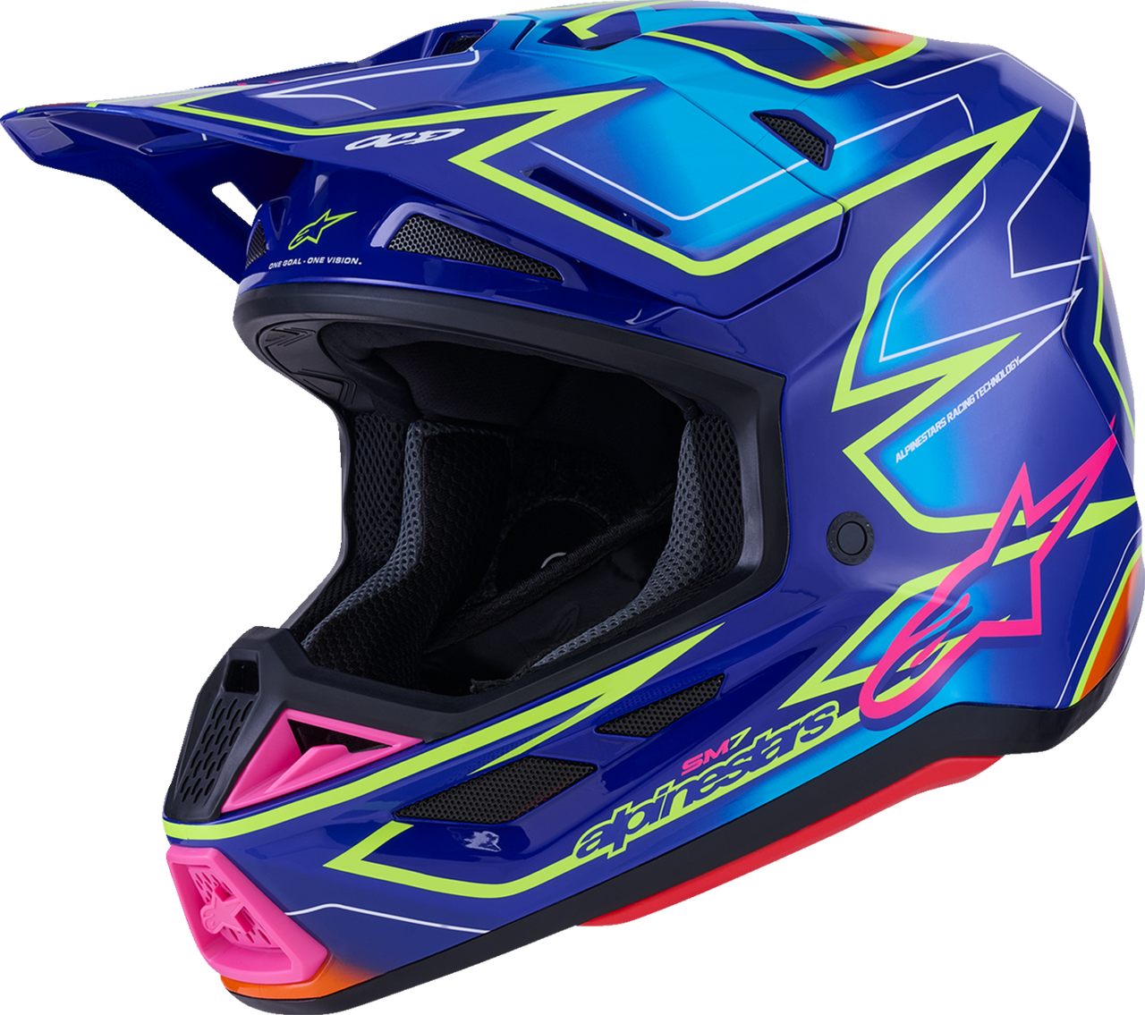ALPINESTARS SM7 Helmet - Cast - Gloss/Blue/Pink/Yellow Fluo - Large 8302626-7254-L