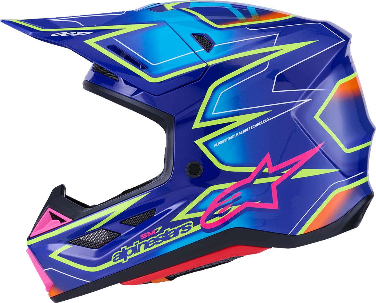 ALPINESTARS SM7 Helmet - Cast - Gloss/Blue/Pink/Yellow Fluo - XL 8302626-7254-XL