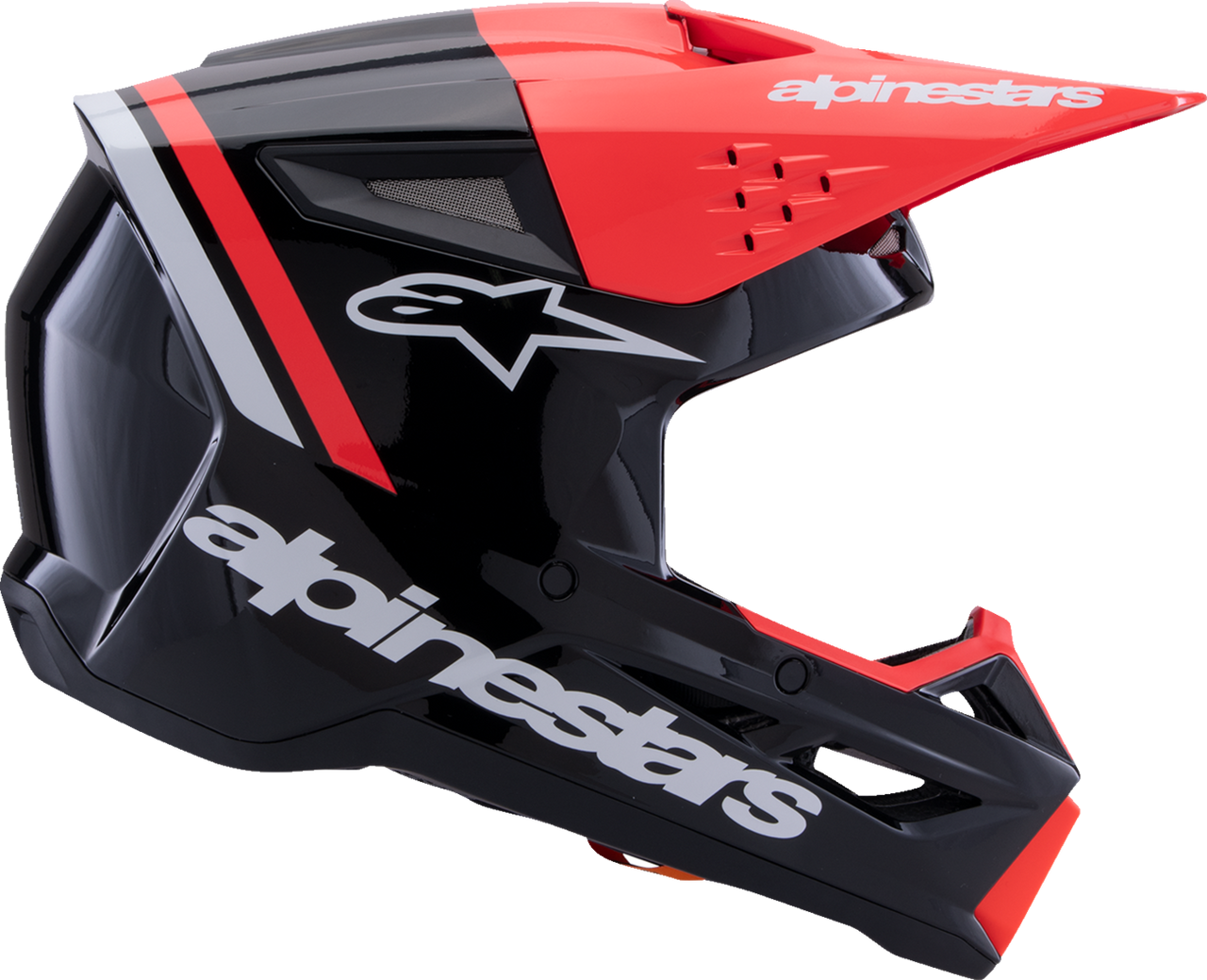 ALPINESTARS SM3 Helmet - Radium - Gloss Black/Red Fluo/White - Medium 8300826-1553-M