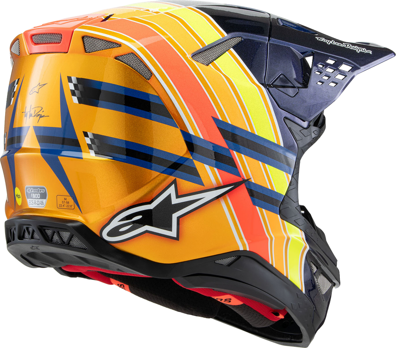ALPINESTARS Supertech M10 Helmet - TLD Edition 25 - MIPS® - Gloss Dark Blue/Orange/Yellow/Fluo Red - Large 8300225-7156-L