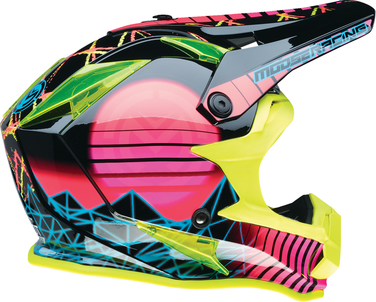 MOOSE OFFROAD Youth F.I. Helmet - Vaporwave - MIPS® - Black/Pink/Yellow - Small 0111-1614