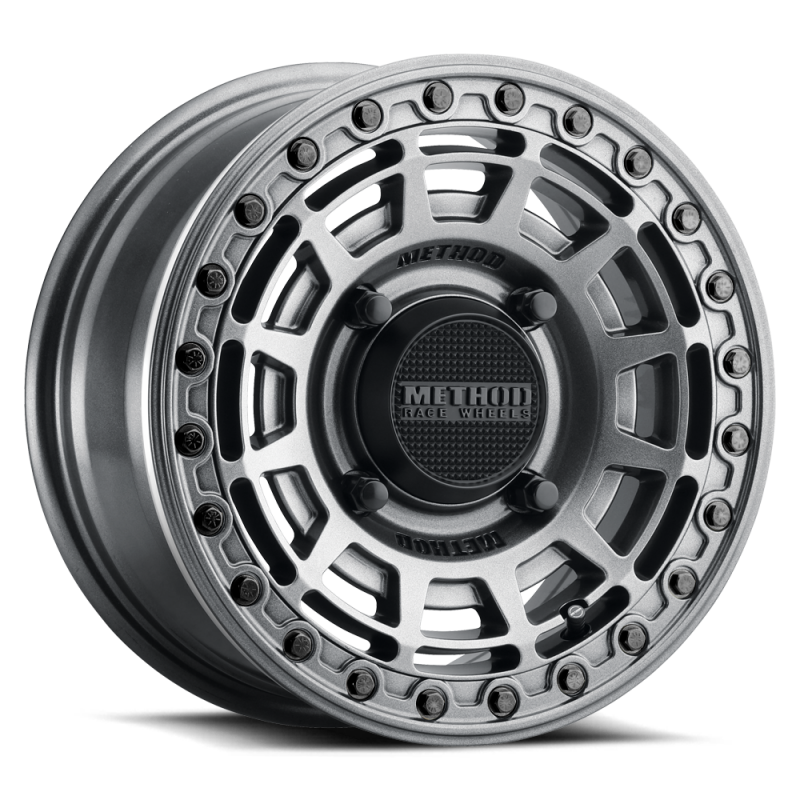 Method MR415 Beadlock 15x7 / 5+2/38mm Offset / 5x4.5 / 76 CB Graphite Wheel - Gloss Graphite Ring