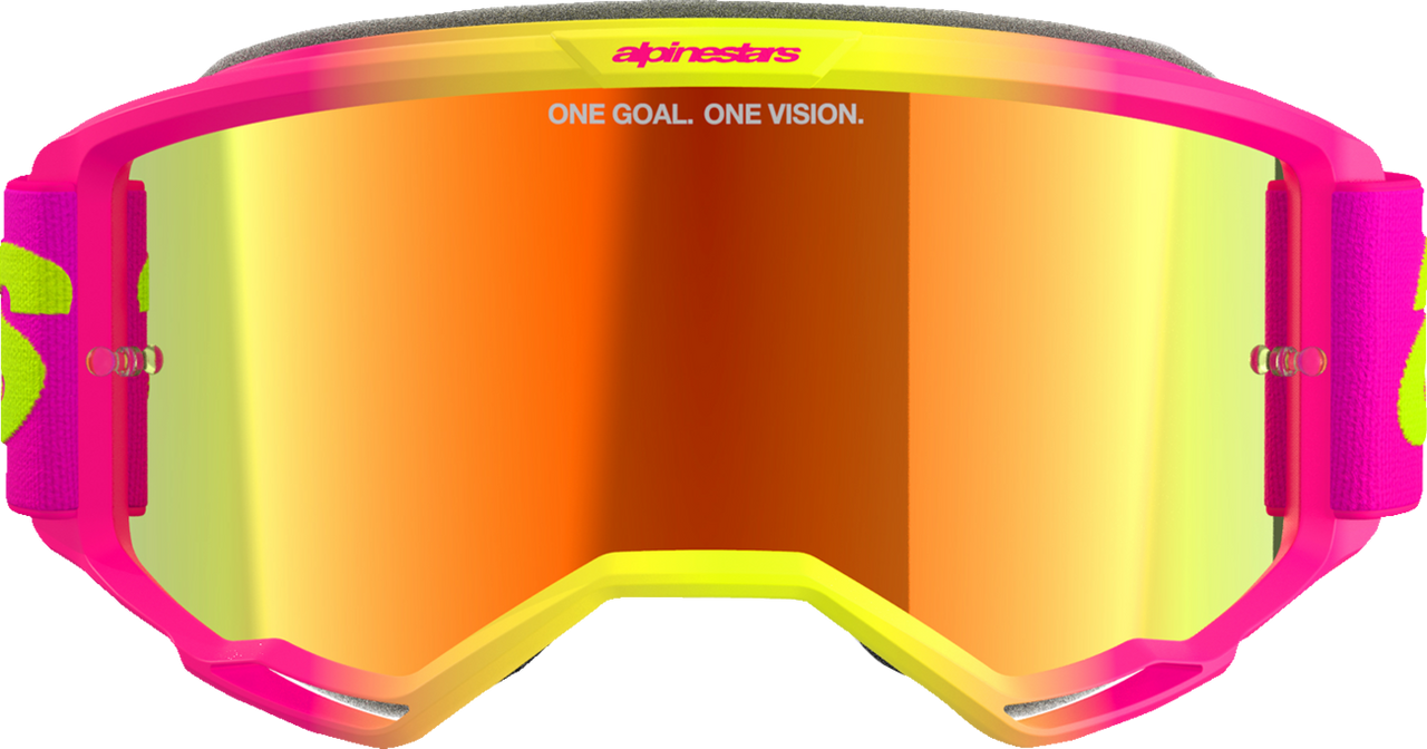 ALPINESTARS GOGGLES Vision 5 Goggle - Wordmark - Pink/Yellow Fluo - Red Mirror Lens 5102425-3085