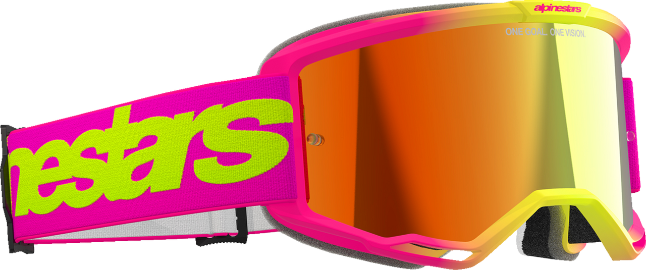 ALPINESTARS GOGGLES Vision 5 Goggle - Wordmark - Pink/Yellow Fluo - Red Mirror Lens 5102425-3085