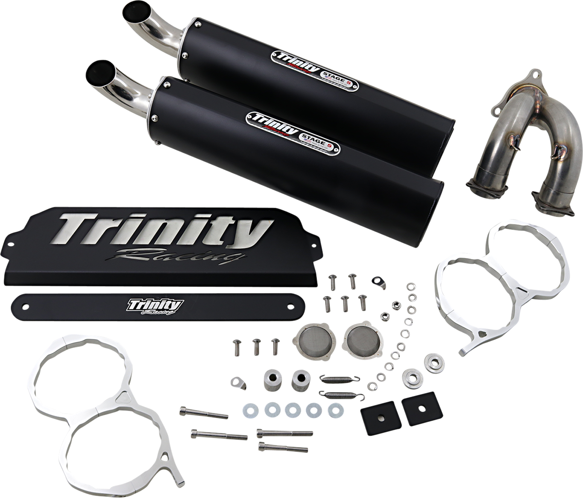 TRINITY RACING Stage 5 Slip-On Mufflers - Black TR-4173S-BK