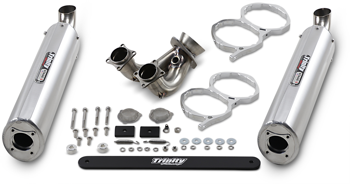 TRINITY RACING Stage 5 Slip-On Muffler - Brushed Aluminum TR-4118S
