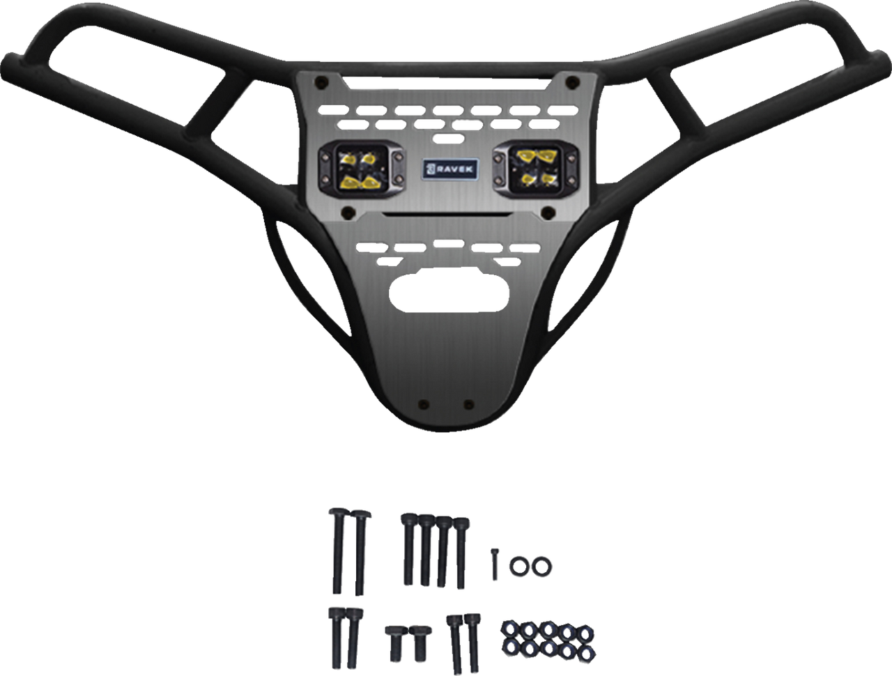 RAVEK Front Bumper/Skid Plate with Amber Lights - Black - RZR XP 1000 64-317BKLA