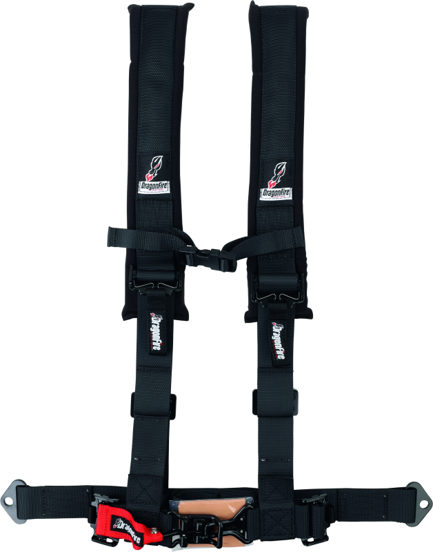 DragonFire Racing Harness- H-Style- 4-Point- 2in Buckle- Black