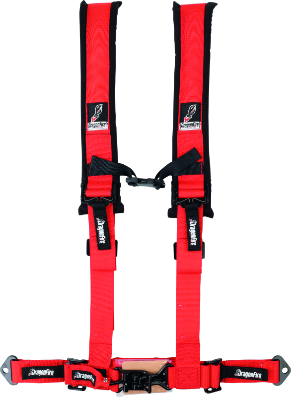 DragonFire Racing Harness- H-Style- 4-Point- 2in Buckle- Red