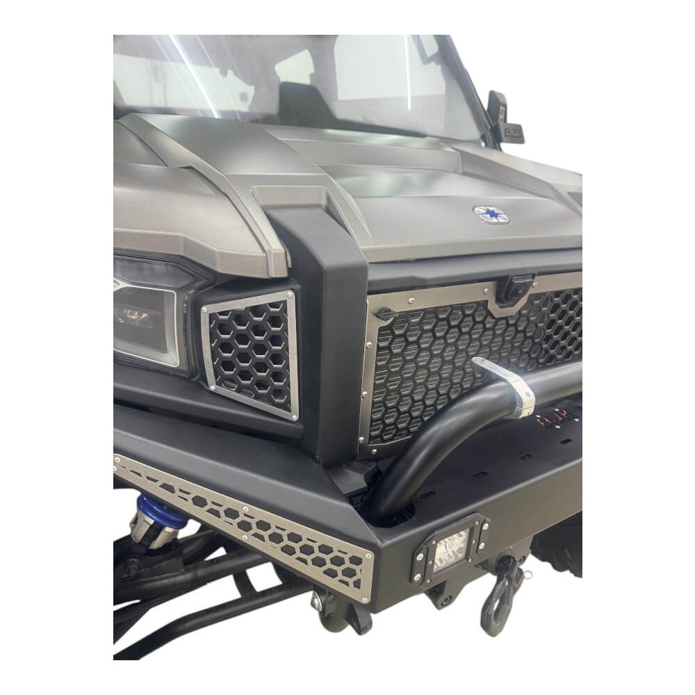Polaris Xpedition Grill by AJK Offroad View on Grill Installed Further Back View