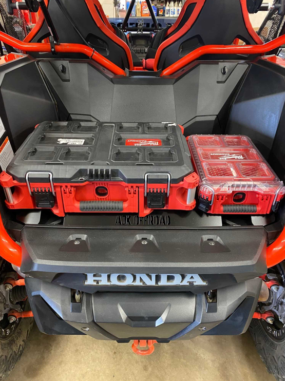 Honda Talon Milwaukee Packout Mount 1.5 by AJK Offroad with one large kit and one smaller kit