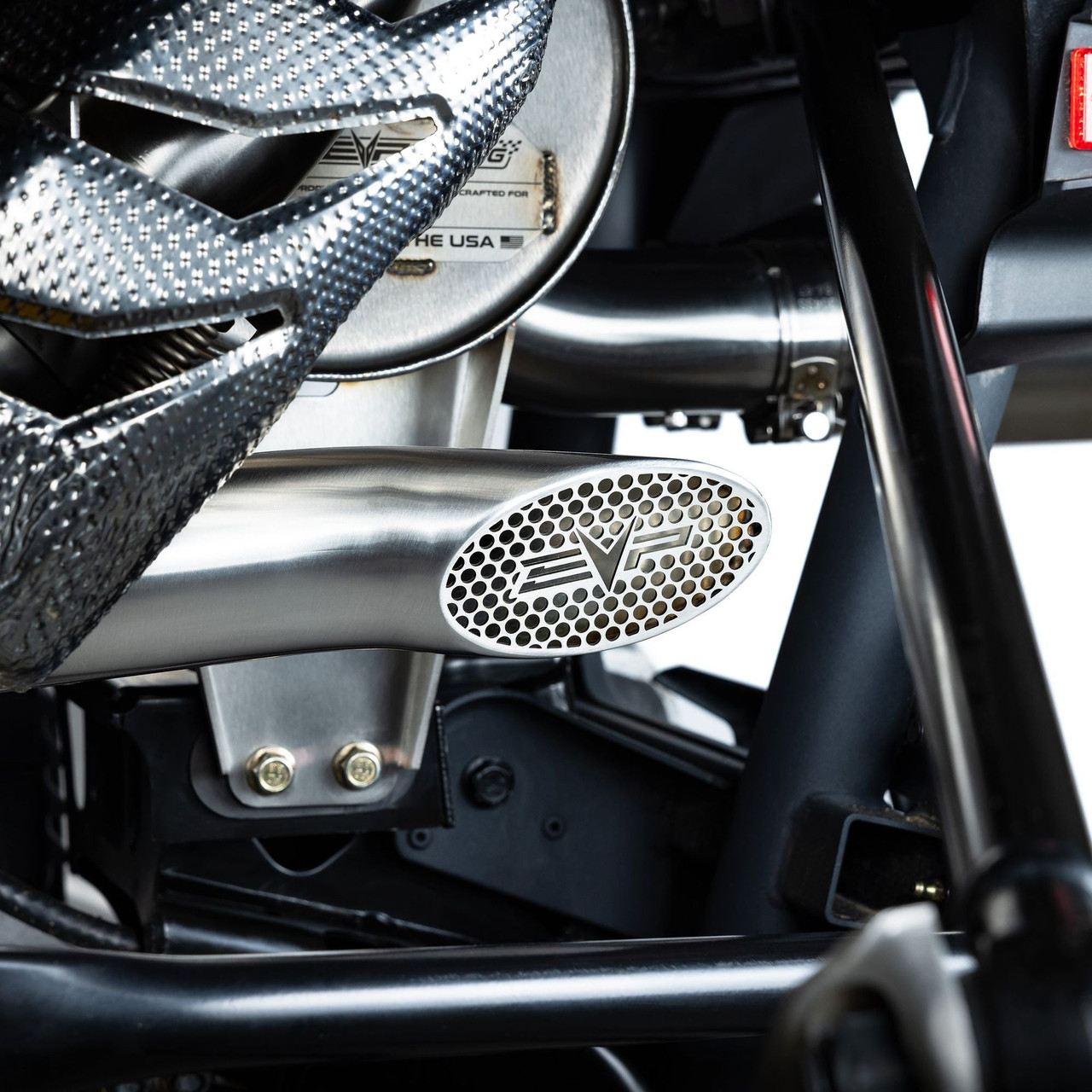 Can Am Maverick R Shocker Electric Side-Dump Down Pipe with Bullet Muffler | Evolution Powersports