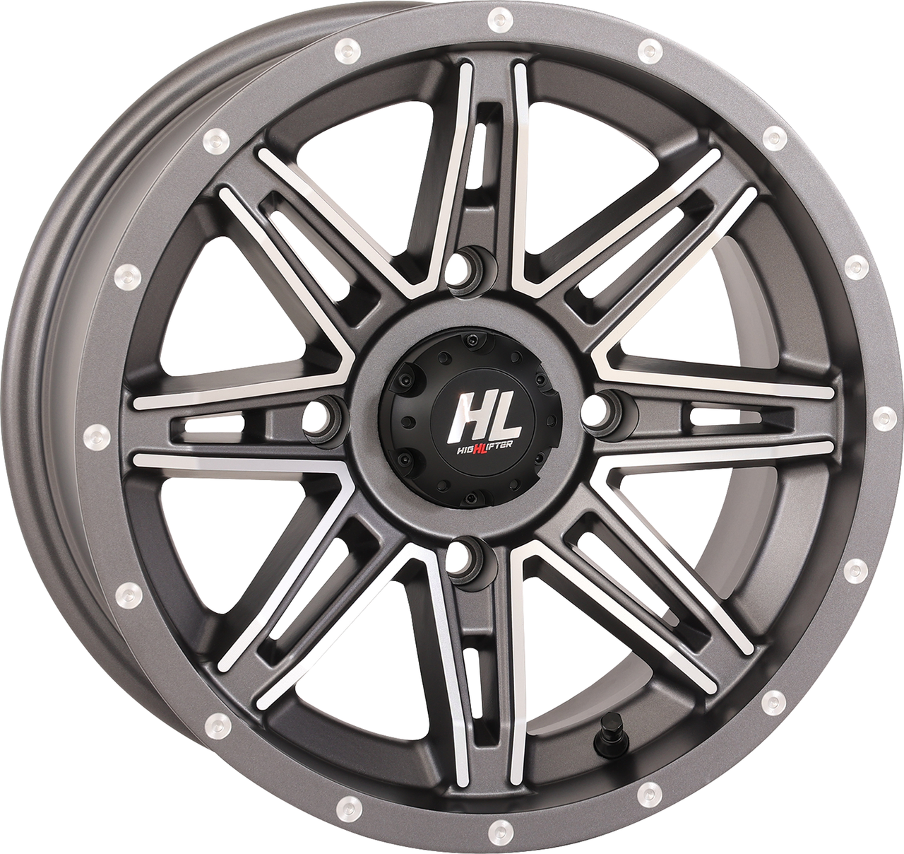 HIGH LIFTER Wheel - HL22 - Front/Rear - Gun Metal Gray w/Machined - 14x7 - 4/156 - 4+3 (+10 mm) 14HL22-1856
