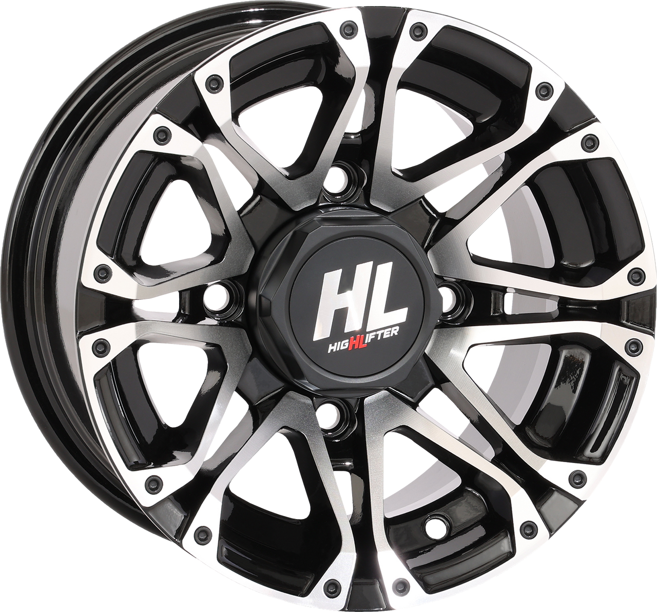 HIGH LIFTER Wheel - HL3 - Front/Rear - Gloss Black w/Machined - 12x7 - 4/156 - 4+3 (+5 mm) 12HL03-1156
