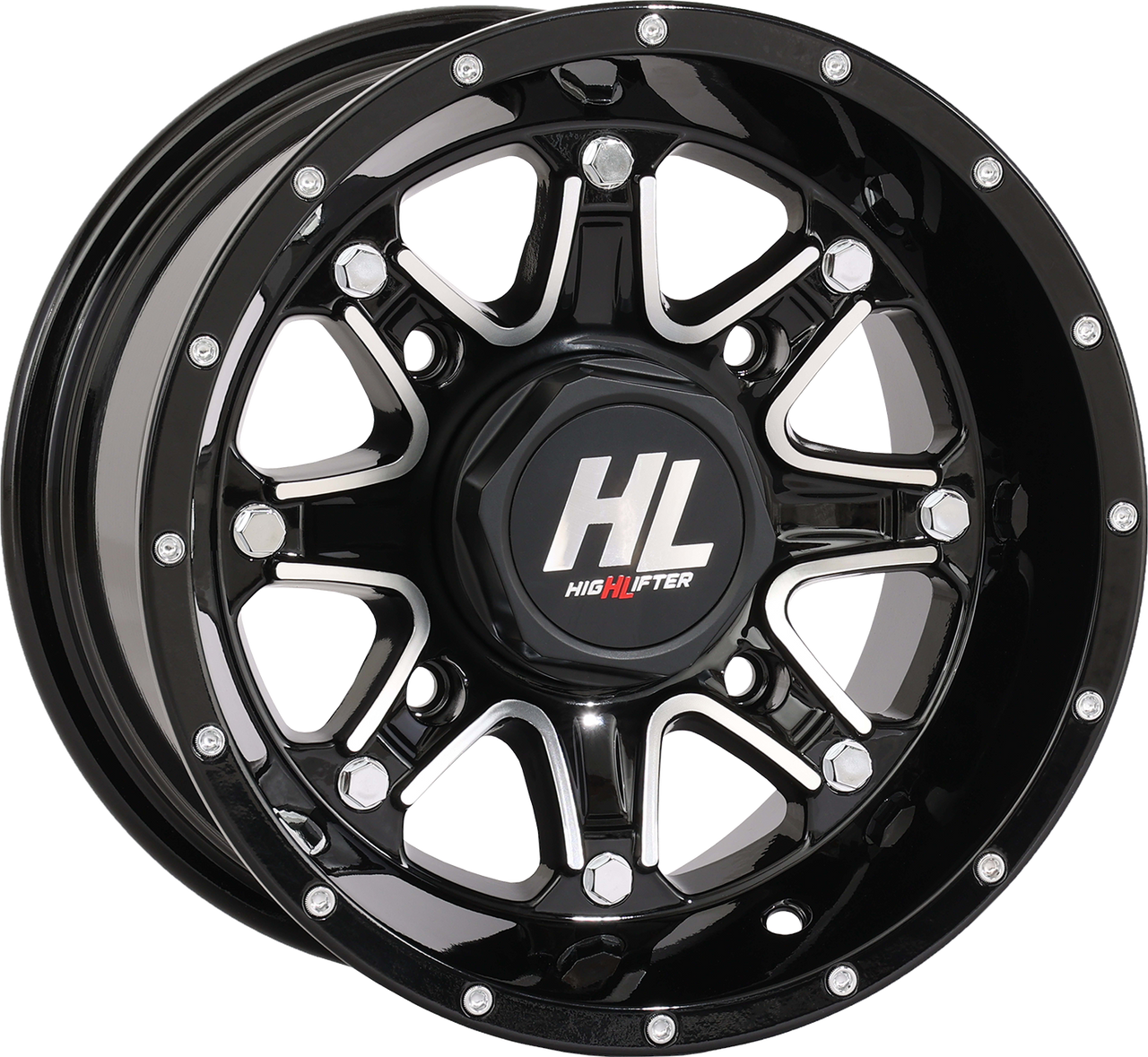 HIGH LIFTER Wheel - HL4 - Front/Rear - Gloss Black w/Machined - 12x7 - 4/156 - 4+3 (+10 mm) 12HL04-1156