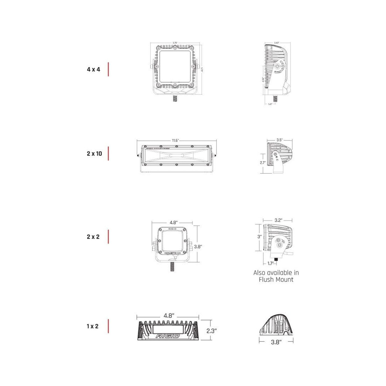1x2 65 Degree DC Scene Light (Black) | Rigid Industries
