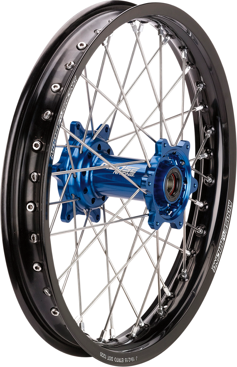 MOOSE OFFROAD Wheel Assembly - SX-1 - Complete - Rear - Black Wheel/Blue Hub - 14x1.6 - Suzuki RM/Yamaha YZ YR-16014-BKBU