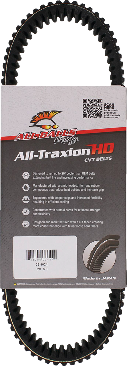 ALL BALLS Belt - All Traxion - CVT - Heavy-Duty - Wolverine X2/X4 850 25-9024