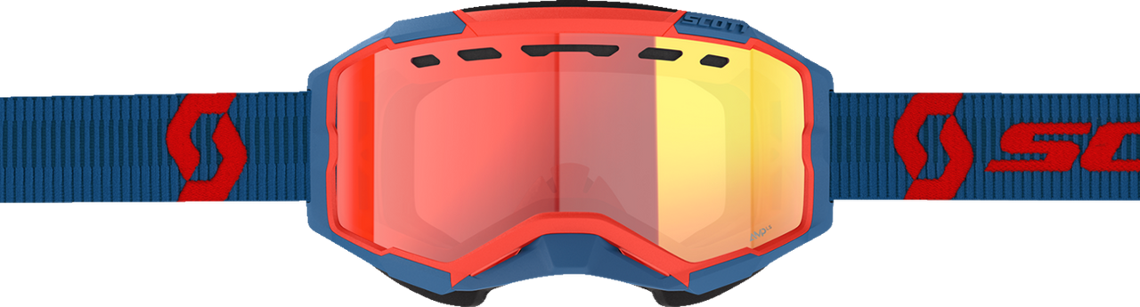 SCOTT Fury LS Snow Cross Goggle - Dark Blue/Neon Red - Light Sensitive - Red Chrome Lens 278604-7698341