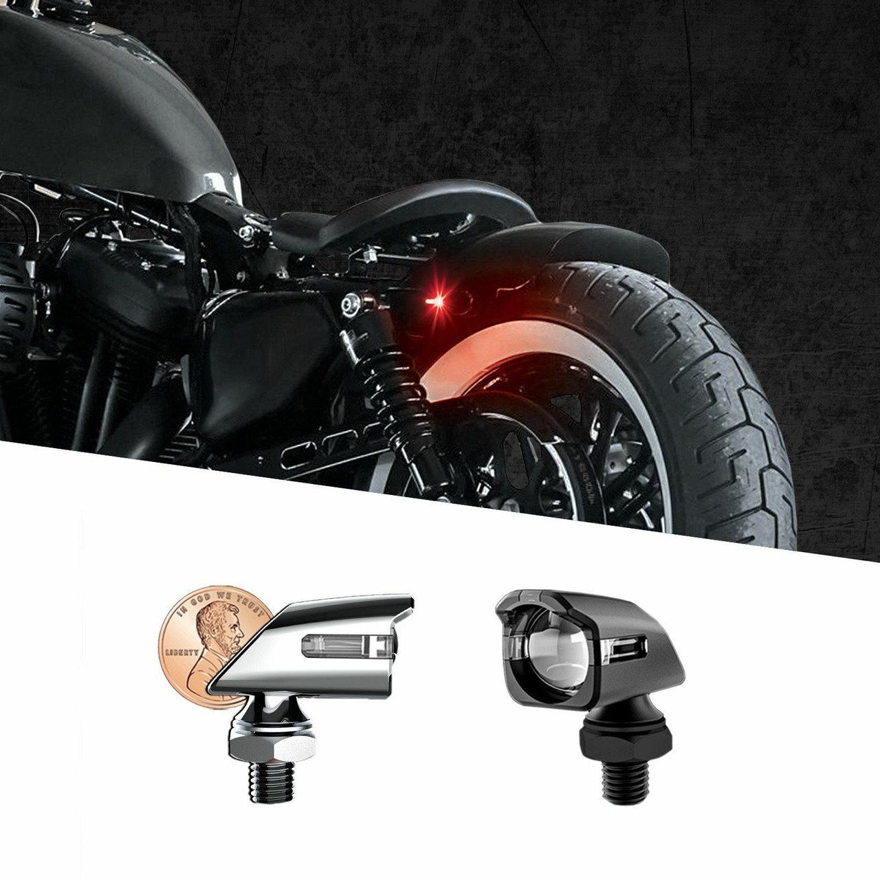 Mini Led Turn Signal Black Red Pair