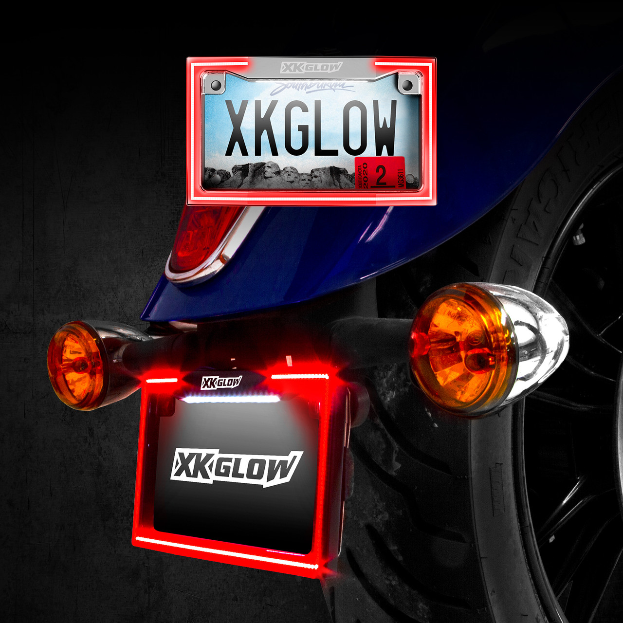 License Plate Frame Light With Turn Signal Black