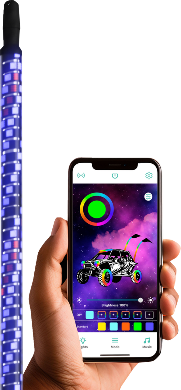 WHIPITLIGHTRODS SOL Deluxe 3' Whip Light Rod - Chasing - Bluetooth® - RGB SB-CHSBTR-131-V2