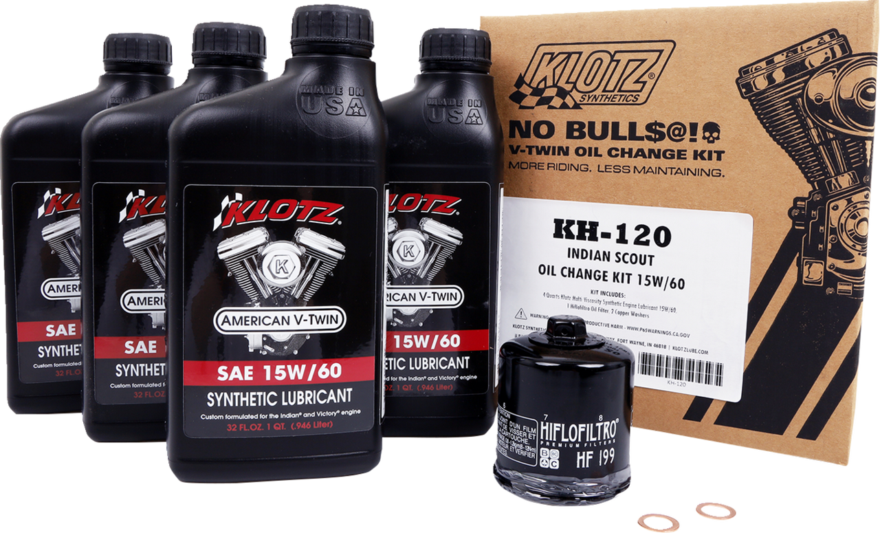 KLOTZ OIL Oil Change Kit - Indian Scout - 15W-60 KH-120